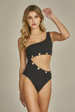 Załaduj obraz do przeglądarki galerii, Model Front: Empress One-Piece Body Capitan Textura Pique Preto
